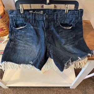 Madewell Mid-rise Frayed Hem Blue Jean Shorts